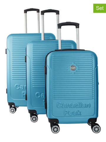 Canadian Peak 3tlg. Hardcase-Trolleyset "Santiegoeak" in Türkis