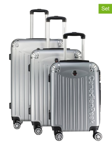 Canadian Peak 3-delige hardcase-trolleyset "Softlesseak" zilverkleurig