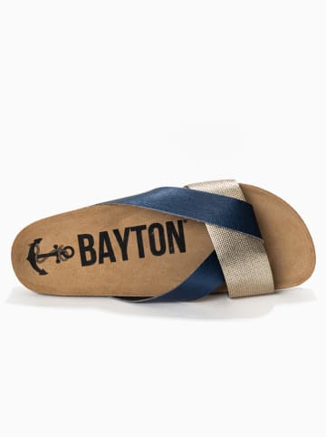 BAYTON Slippers "Mildura" donkerblauw/goudkleurig