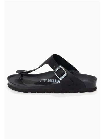 BAYTON Leren teenslippers "Mercure" zwart