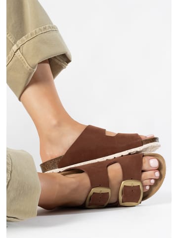 BAYTON Leren slippers "Alicante" bruin