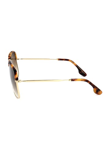 Victoria Beckham Damskie okulary przeciwsłoneczne w kolorze złoto-brązowym