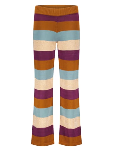 Moodstreet Spodnie w kolorze jasnobrązowym ze wzorem