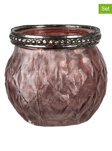 Clayre & Eef 2er-Set:Teelichthalter in Rosa - (H)6 x Ø 7 cm