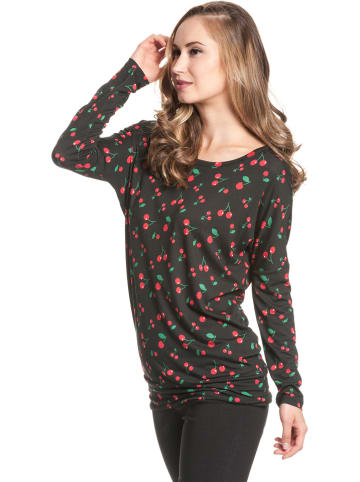 Pussy Deluxe Longsleeve "Cherries" zwart/rood