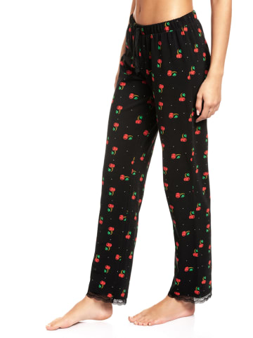 Pussy Deluxe Spodnie piżamowe "Cherries" w kolorze czarnym