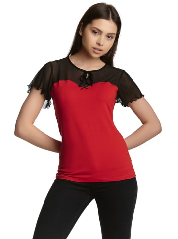 Pussy Deluxe Koszulka "Lovely Chic" w kolorze czerwono-czarnym