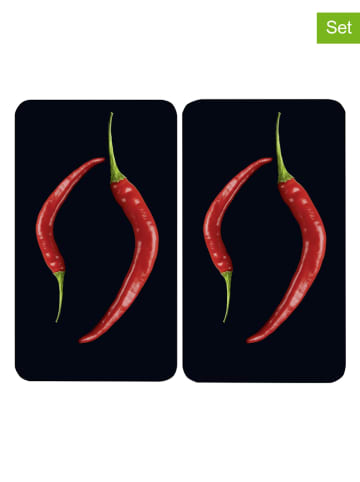 Wenko Płyty (2 szt.) "Peperoni" w kolorze czarno-czerwonym na kuchenkę - 52 x 30 cm