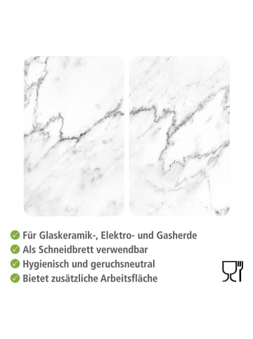 Wenko 2-delige set: fornuisafdekplaten "Marmor" wit/lichtgrijs - (L)52 x (B)40 cm