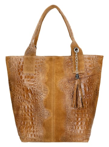 Wojas Skórzany shopper bag w kolorze jasnobrązowym - 36 x 41 x 18 cm