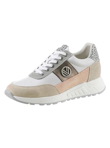 Heine Leren sneakers wit/beige/grijs