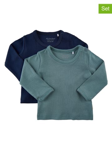 Minymo 2er-Set: Longsleeves in Petrol/ Dunkelblau