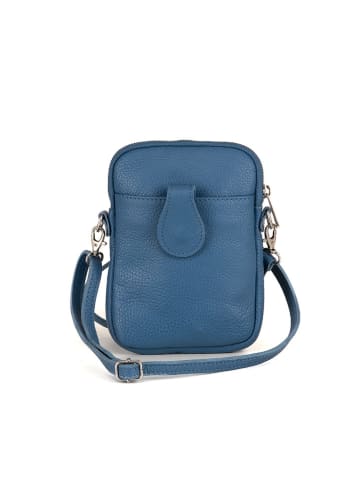 Lia Biassoni Skórzana torebka "Paglia" w kolorze niebieskim na telefon - 15 x 20 x 1 cm