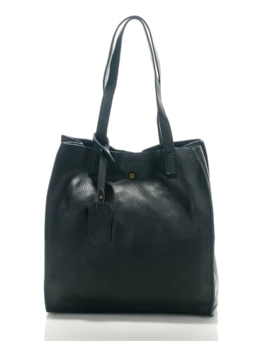 Lia Biassoni Leder-Schultertasche "Busento" in Schwarz - (B)28 x (H)38 x (T)12 cm