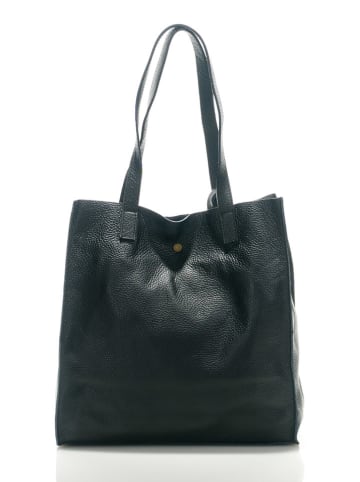 Lia Biassoni Leder-Schultertasche "Busento" in Schwarz - (B)28 x (H)38 x (T)12 cm