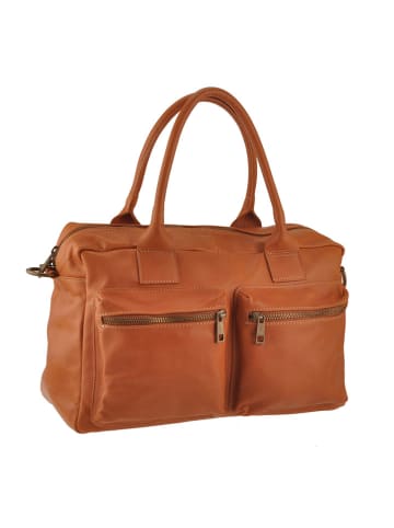 Lia Biassoni Leder-Schultertasche in Cognac - (B)48 x (H)33 x (T)20 cm