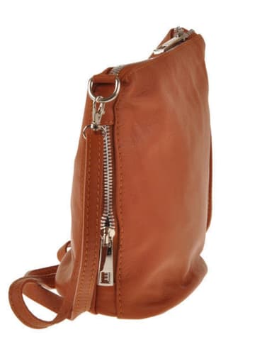 Lia Biassoni Leder-Umhängetasche in Cognac - (B)19 x (H)21 x (T)10 cm