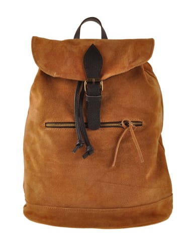 Lia Biassoni Leder-Rucksack in Camel - (B)35 x (H)38 x (T)18 cm