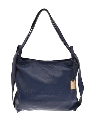 Lia Biassoni Leder-Schultertasche in Dunkelblau - (B)39 x (H)38 x (T)8 cm