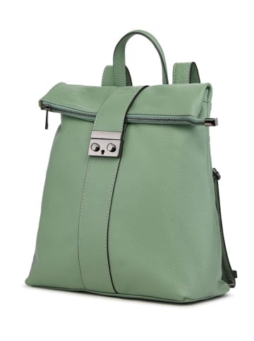 Lia Biassoni Leder-Rucksack in Hellgrün - (B)34 x (H)41 x (T)12 cm