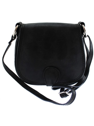 Mila Blu Skórzana torebka w kolorze czarnym - 19 x 17 x 6 cm