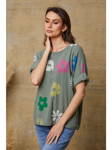 Fleur de Lin Shirt "Aphrodite" in Khaki/ Bunt