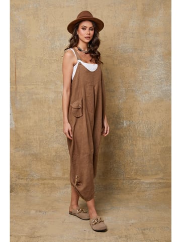 Fleur de Lin Leinen-Latzhose "Bridget" in Hellbraun