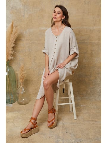 Fleur de Lin Leinen-Kleid "Cadence" in Beige