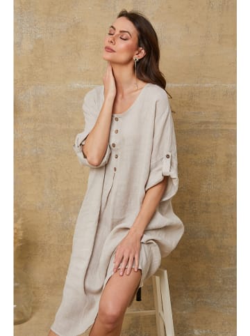 Fleur de Lin Leinen-Kleid "Cadence" in Beige