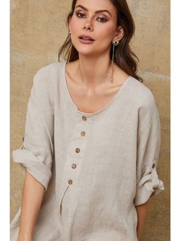 Fleur de Lin Leinen-Kleid "Cadence" in Beige