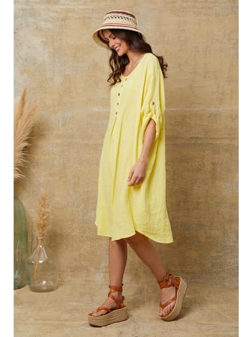 Joséfine Lniana sukienka "Cadence" w kolorze żółtym