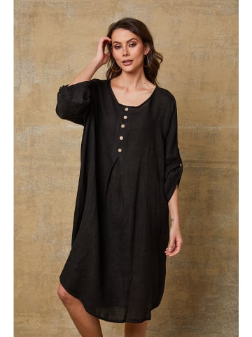 Fleur de Lin Leinen-Kleid "Cadence" in Schwarz