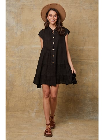 Fleur de Lin Leinenkleid "Deka" in Schwarz