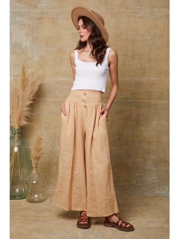 Fleur de Lin Leinen-Marlenehose "Kendra" in Beige