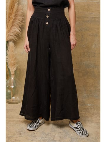 La Compagnie Du Lin Leinen-Marlenehose "Kendra" in Schwarz