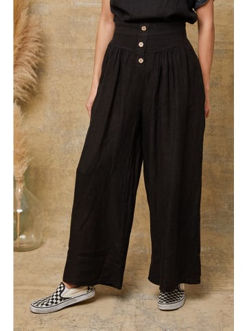 Fleur de Lin Leinen-Marlenehose "Kendra" in Schwarz