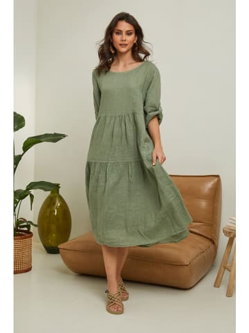 Fleur de Lin Leinen-Kleid "Lantana" in Khaki