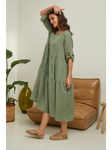 Fleur de Lin Leinen-Kleid "Lantana" in Khaki
