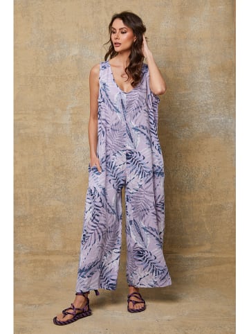 Joséfine Leinen-Jumpsuit "Magda" in Flieder/ Blau