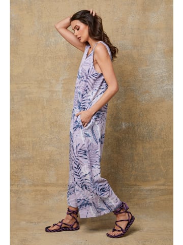 Joséfine Leinen-Jumpsuit "Magda" in Flieder/ Blau