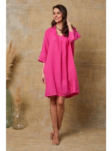 Joséfine Lniana sukienka "Mouna" w kolorze różowym