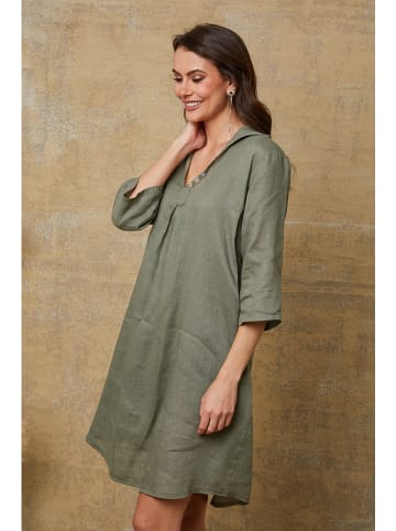 Joséfine Lniana sukienka "Mouna" w kolorze khaki
