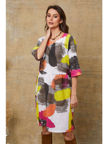 Fleur de Lin Leinen-Kleid "Quincy" in Weiß/ Bunt