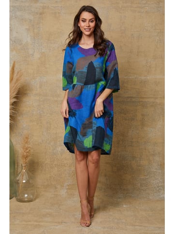 Joséfine Leinenkleid "Quincy" in Blau/ Bunt