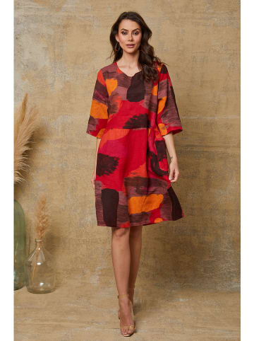 Joséfine Leinenkleid "Quincy" in Rot/ Braun/ Orange