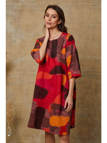 Fleur de Lin Leinen-Kleid "Quincy" in Rot/ Braun/ Orange