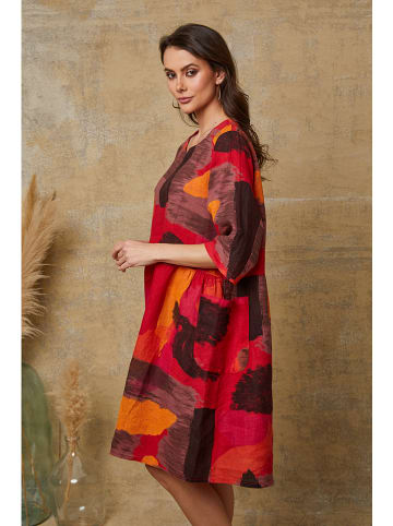 Fleur de Lin Leinen-Kleid "Quincy" in Rot/ Braun/ Orange