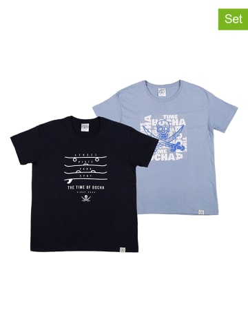 The Time of Bocha 2-delige set: shirts donkerblauw/lichtblauw
