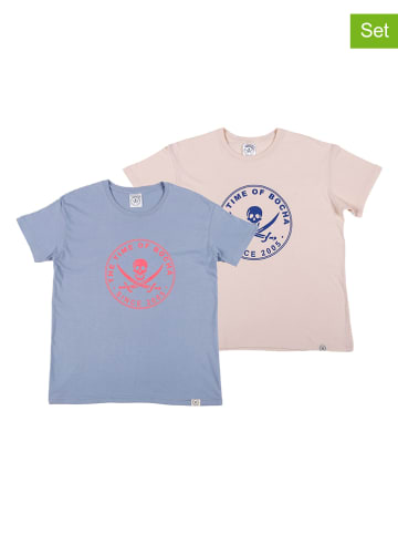 The Time of Bocha 2-delige set: shirts lichtblauw/rosé