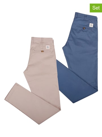 The Time of Bocha 2er-Set: Chinos in Creme/ Blau